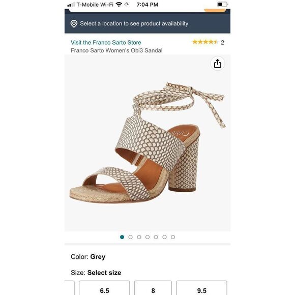 Franco Sarto Leather, chunky Barrel heel lace up sandal, size 8.5.  - Picture 10 of 10